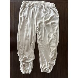 Et Lois Barrel Leg Pants Women’s XL Beige Cropped Gathered Rayon Linen